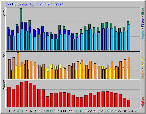 Daily usage for February 2024